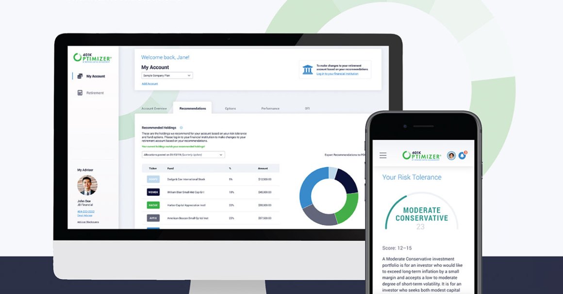 401k Optimizer® website screenshot on desktop and mobile